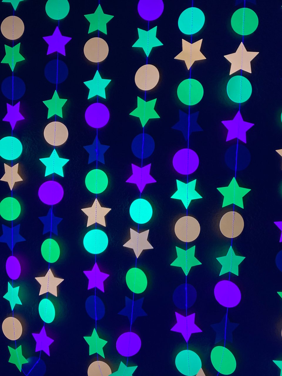 Glow Party Decorations, Neon Star Circle Garland, Black Light Party Decor, Fluorescent Garland, Sweet 16 Glow Party, 80s Party, Skate Party