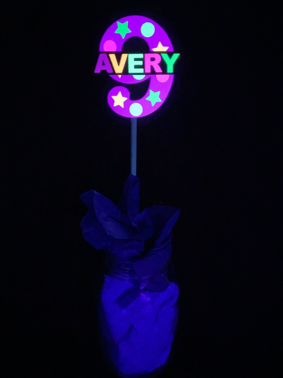 Glow Birthday Centerpiece, Glow Party Table Decorations, Neon Decor, Personalized Centerpiece, Neon Birthday Age, Neon Name, Skate Party
