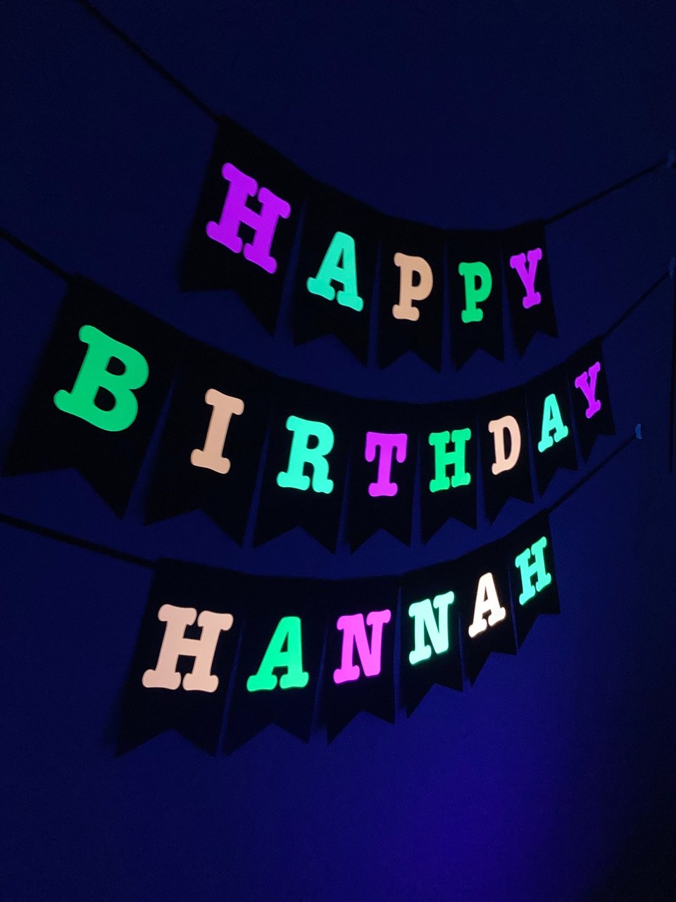 Large Neon Banner, Glow Party Birthday Banner, Personalized Sign, UV Reflective Decor, Black Light Decoration, 80s Party, Fluorescent Decor