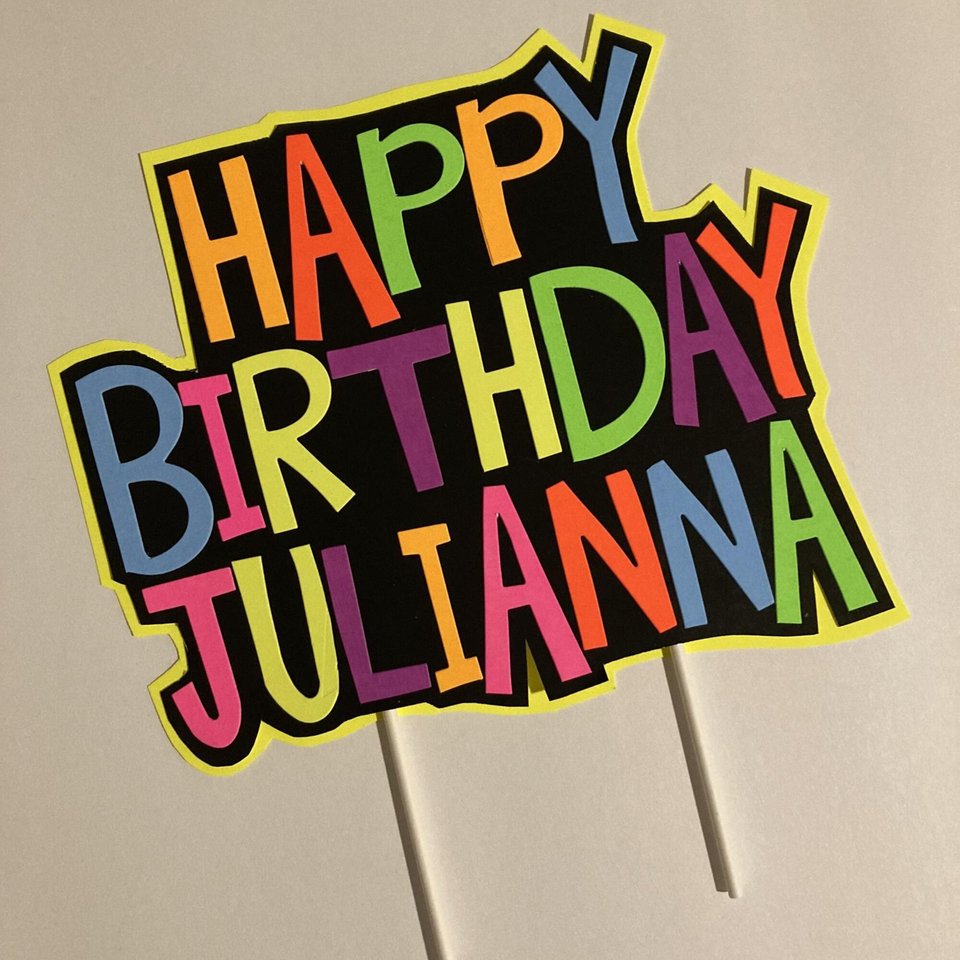 Glow Party Cake Topper, Neon Birthday Cake Topper, Personalized Cake Topper, UV Reflective Cake Decoration, Fluorescent Neon Cake Decor