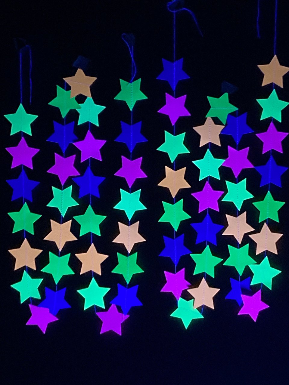Glow Party Decorations, Neon Star Garland, Black Light Party Decor, Fluorescent Star Garland, Sweet 16 Glow Party, 80s Party, Skate Party