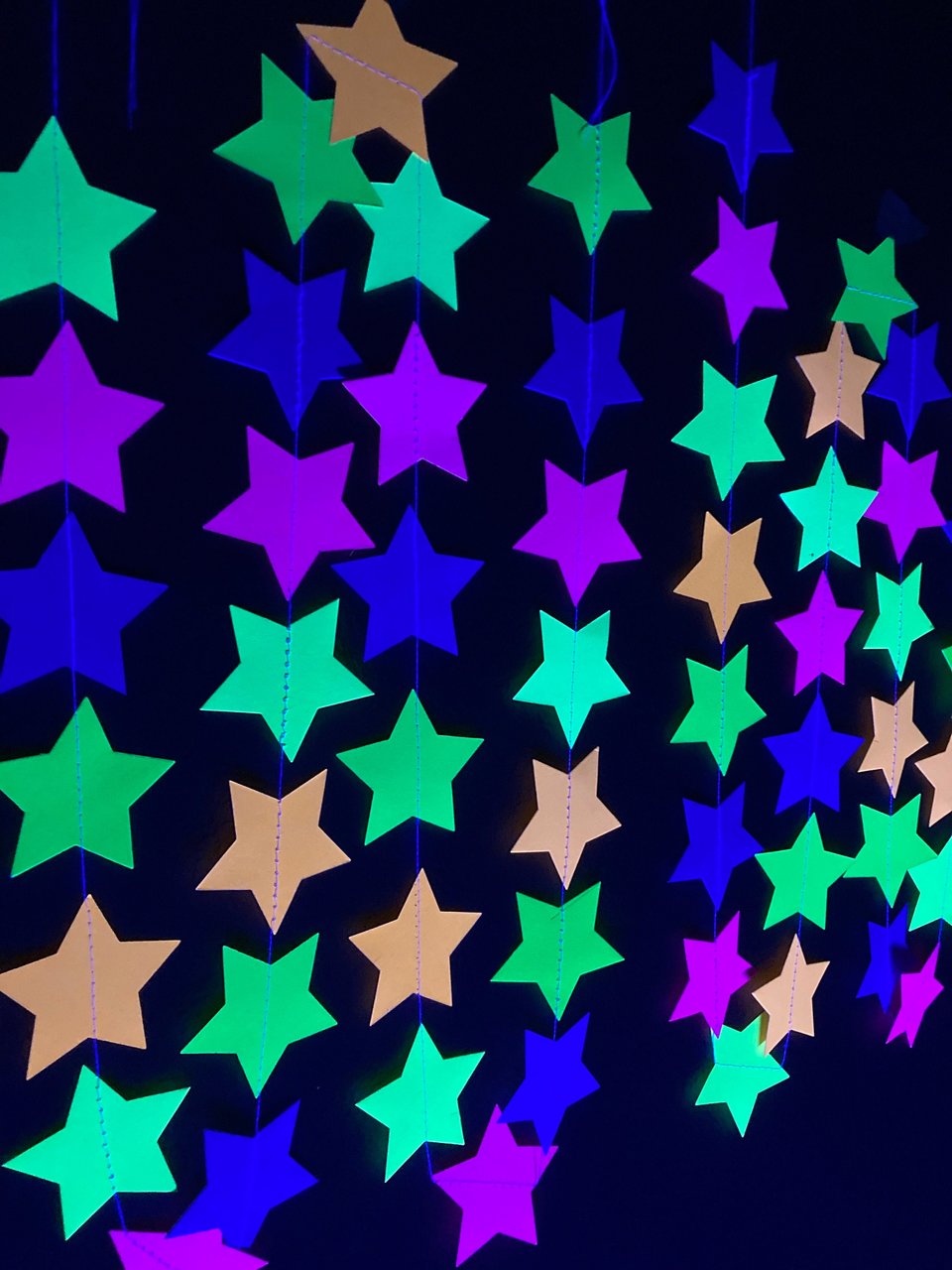 Glow Party Decorations, Neon Star Garland, Black Light Party Decor, Fluorescent Star Garland, Sweet 16 Glow Party, 80s Party, Skate Party