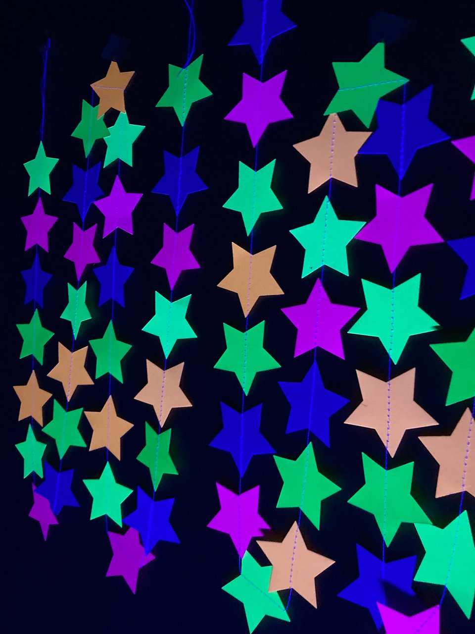 Glow Party Decorations, Neon Star Garland, Black Light Party Decor, Fluorescent Star Garland, Sweet 16 Glow Party, 80s Party, Skate Party