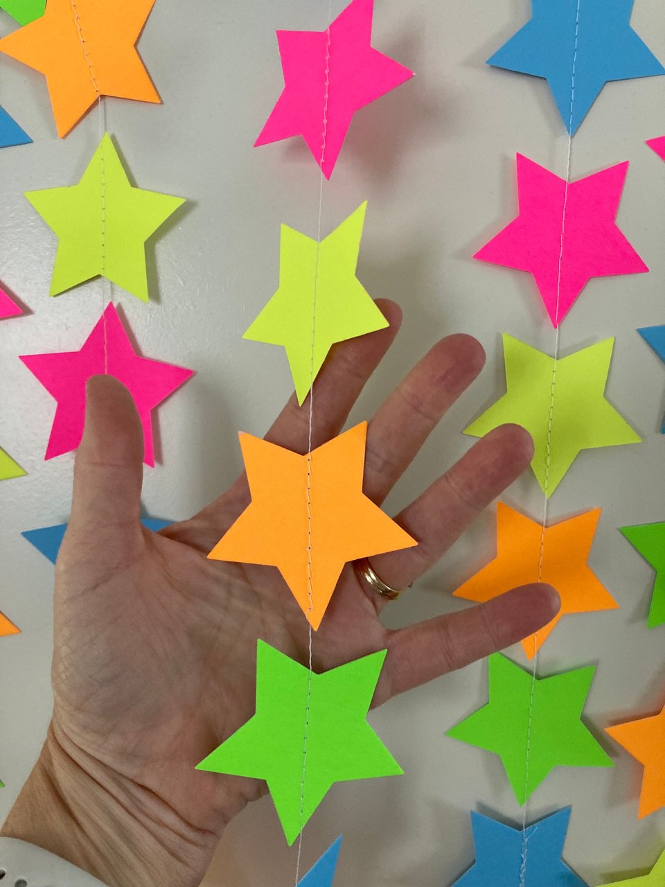 Glow Party Decorations, Neon Star Garland, Black Light Party Decor, Fluorescent Star Garland, Sweet 16 Glow Party, 80s Party, Skate Party