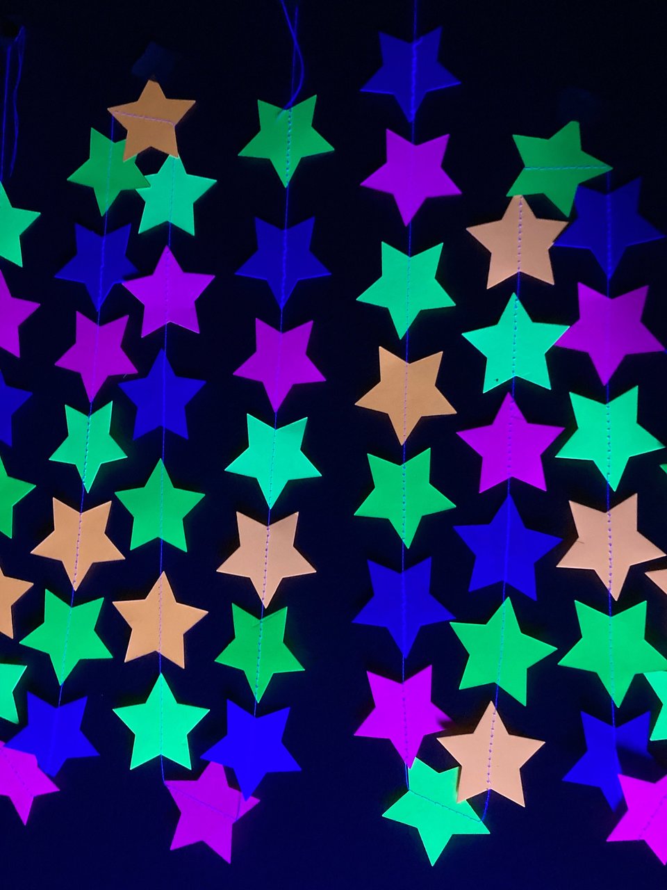 Glow Party Decorations, Neon Star Garland, Black Light Party Decor, Fluorescent Star Garland, Sweet 16 Glow Party, 80s Party, Skate Party