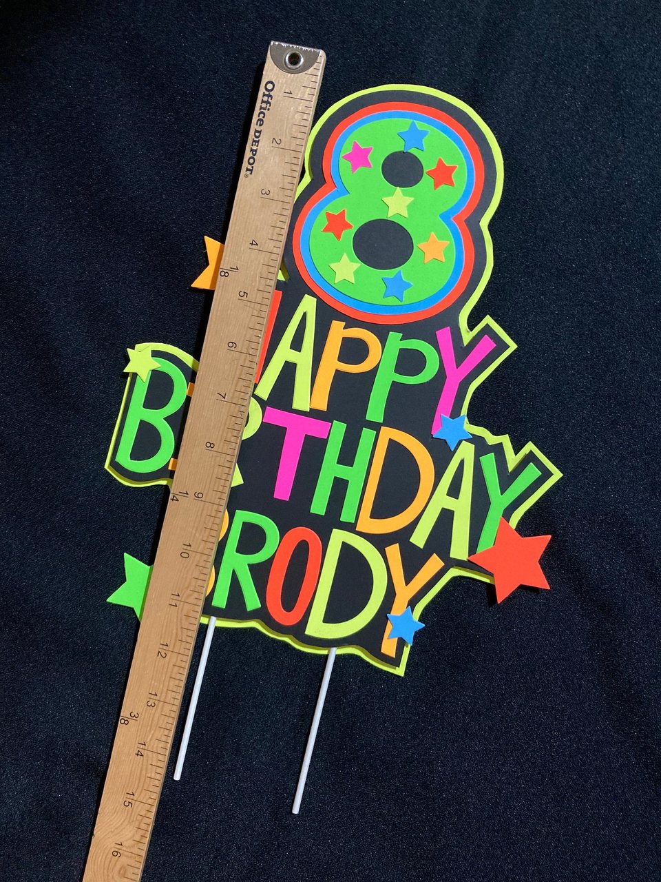 Personalized Topper, Glow Party Cake, Neon Birthday Cake Decor, Birthday Decoration, Glow in the Dark Supplies, Neon Party, Skate Party