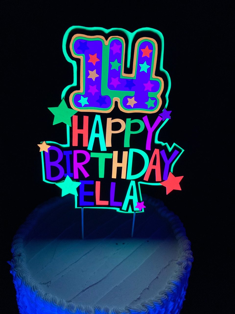 Personalized Topper, Glow Party Cake, Neon Birthday Cake Decor, Birthday Decoration, Glow in the Dark Supplies, Neon Party, Skate Party