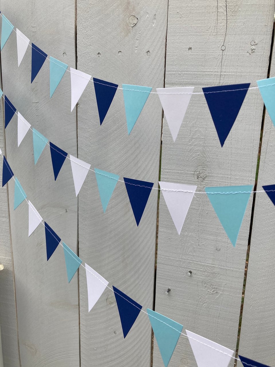Graduation Decoration, Light Blue and Navy Garland, Columbia University Decor, Triangle Bunting, Roger Williams University, Dorm Decoration