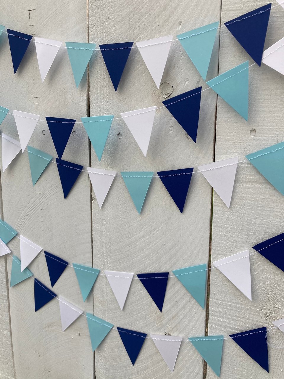 Graduation Decoration, Light Blue and Navy Garland, Columbia University Decor, Triangle Bunting, Roger Williams University, Dorm Decoration