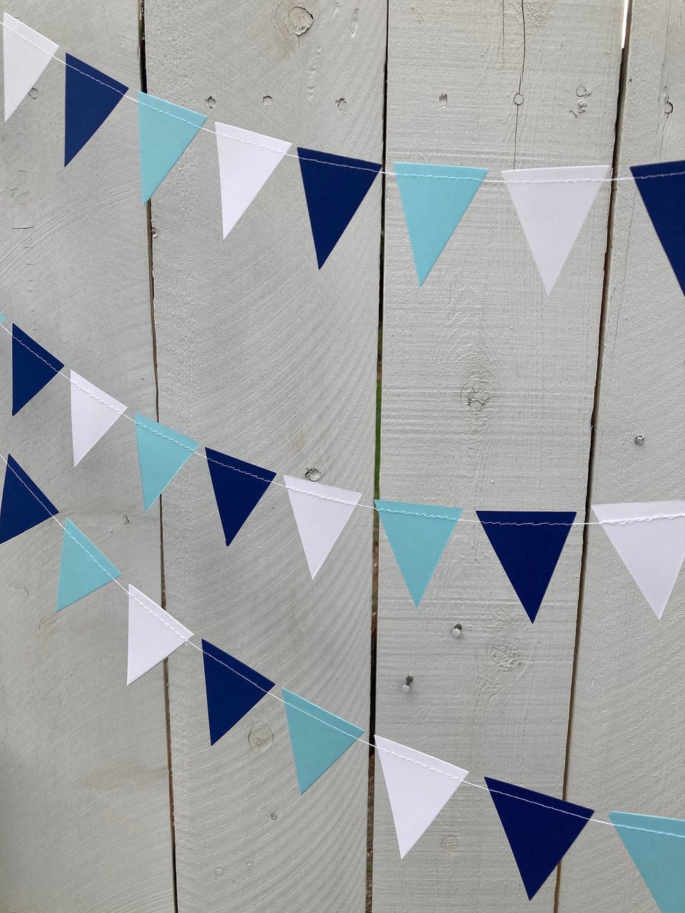 Graduation Decoration, Light Blue and Navy Garland, Columbia University Decor, Triangle Bunting, Roger Williams University, Dorm Decoration