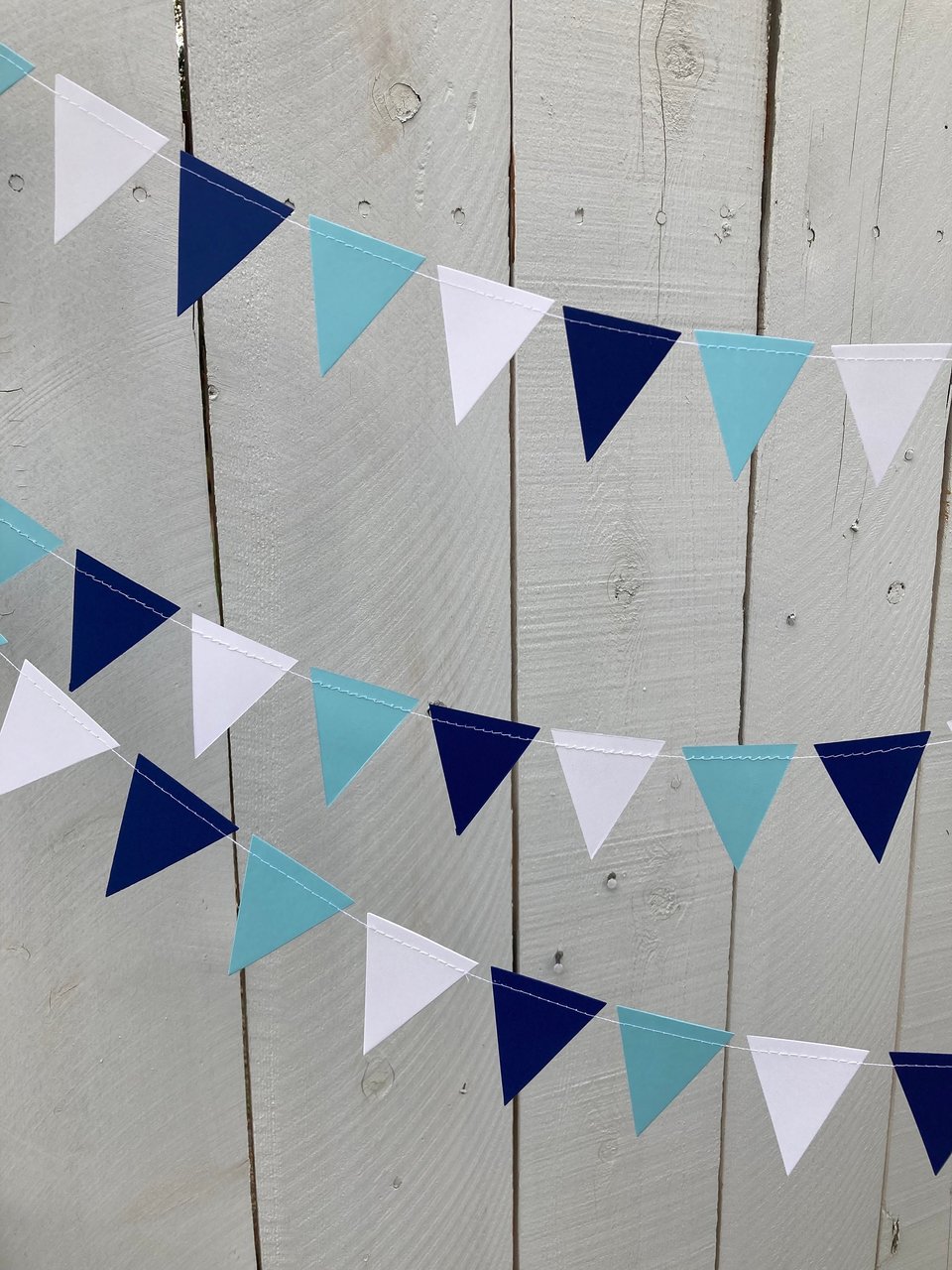Graduation Decoration, Light Blue and Navy Garland, Columbia University Decor, Triangle Bunting, Roger Williams University, Dorm Decoration