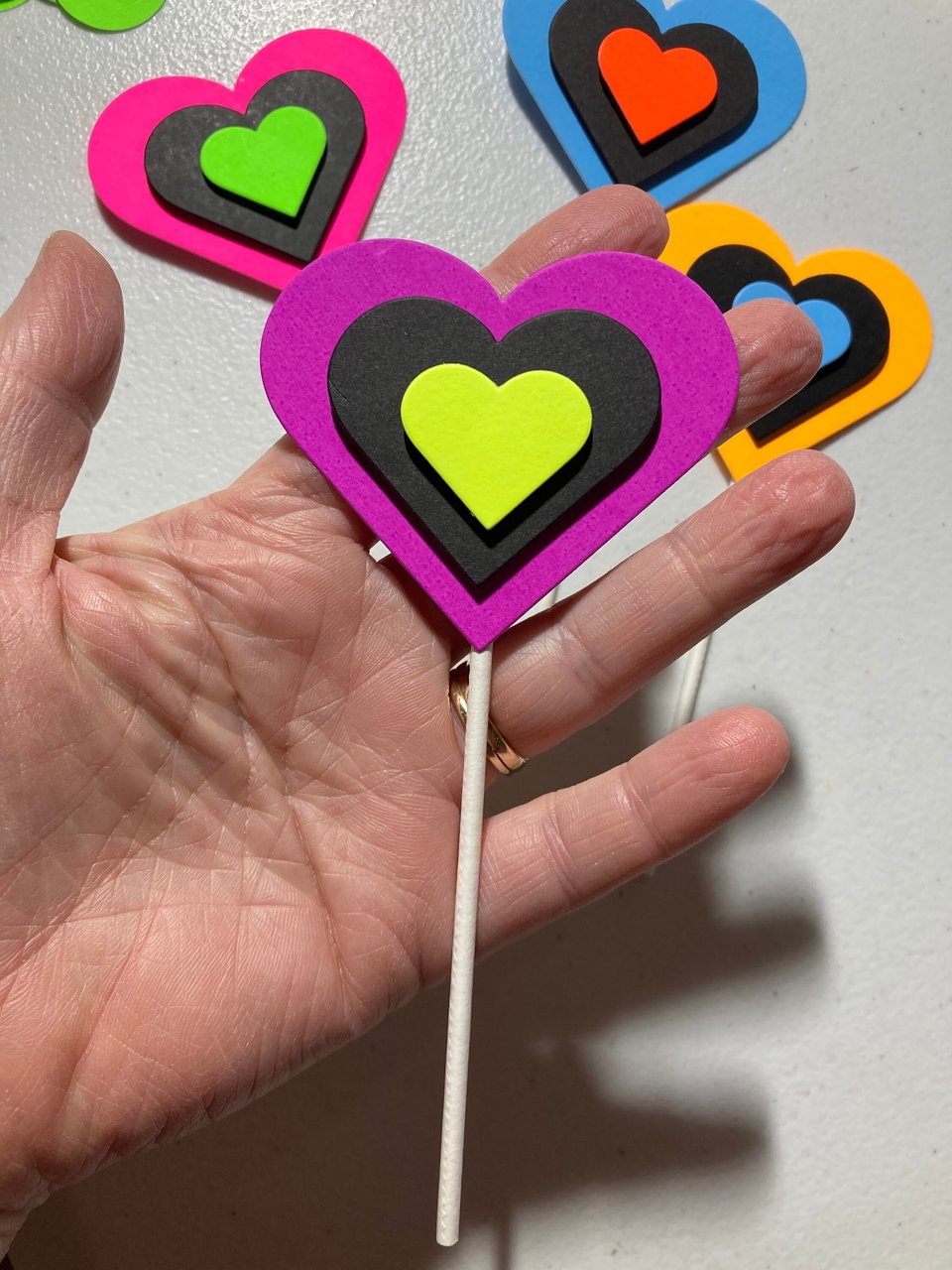 Neon Heart Cake Toppers, Glow in the Dark Hearts, Sweet 16 Glow Party, Cupcake Decor, Black Light Party Supply, 80s Theme, Skate Birthday