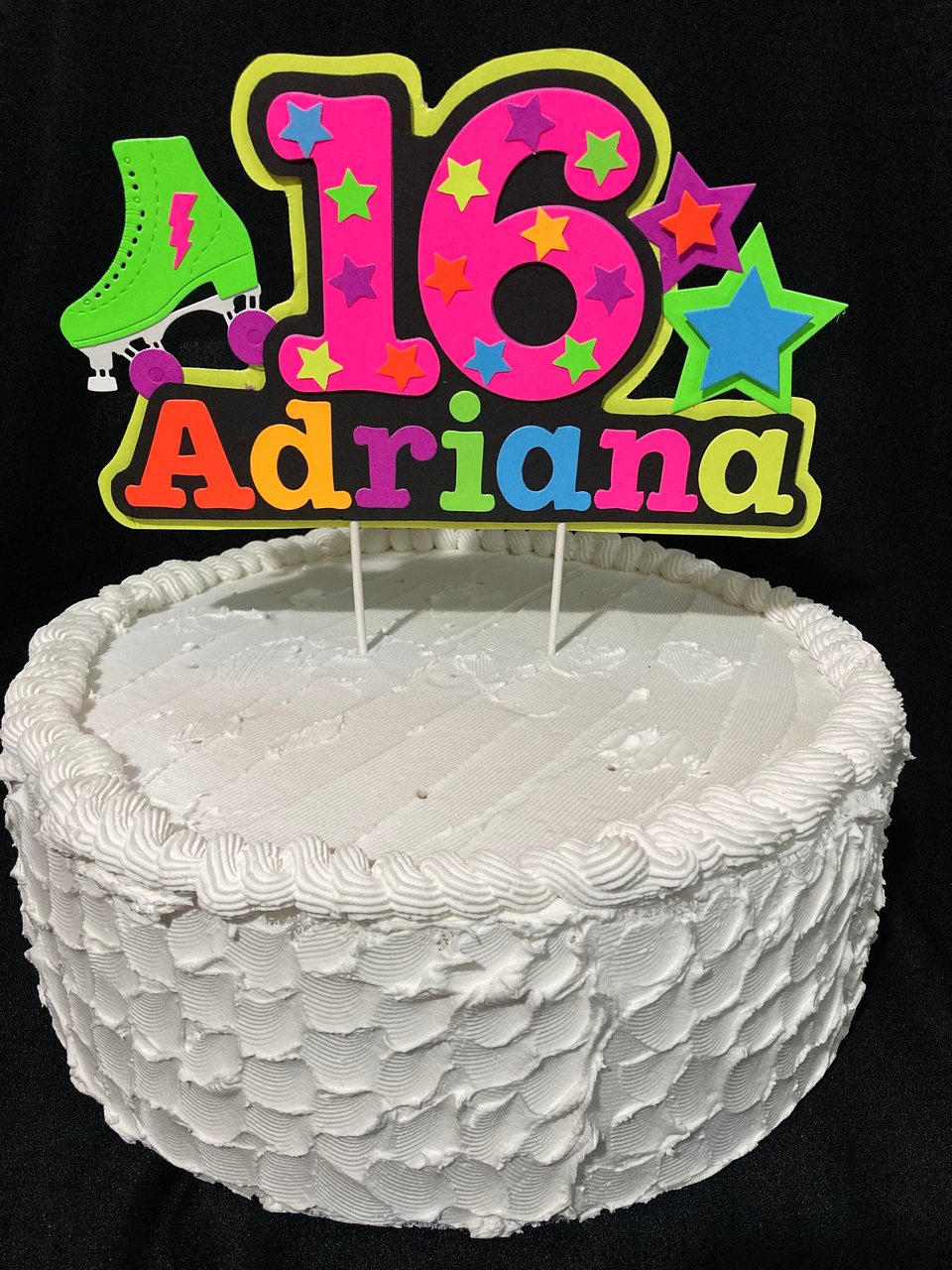 Roller Skate Birthday Party Cake Topper, Neon Cake Decoration, Skate Glow Party Birthday Decor, Personalized Name Age Topper, Child Birthday