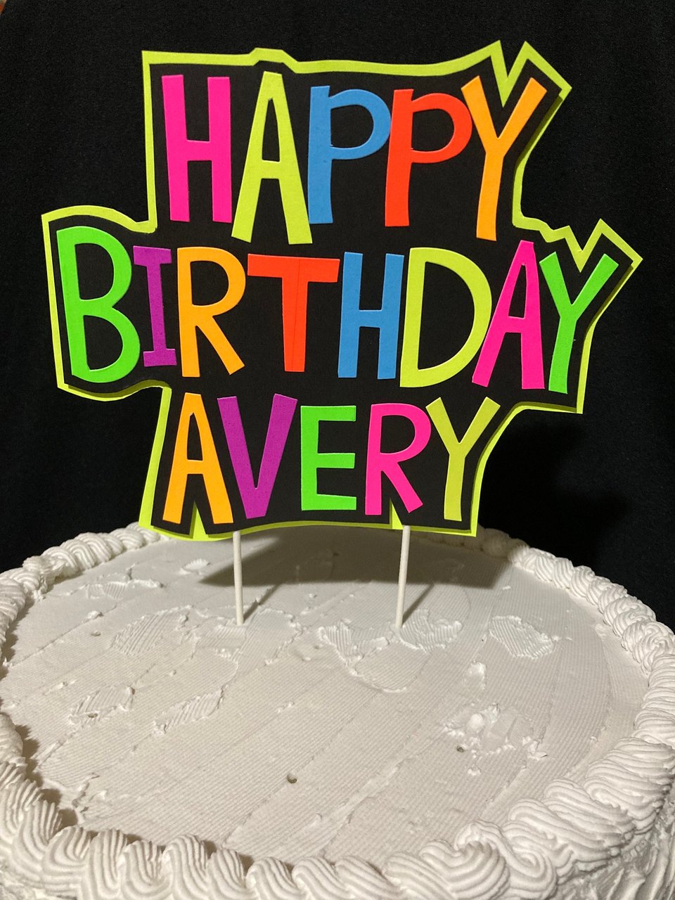 Glow Party Cake Topper, Colorful Neon Birthday Cake, Personalized Birthday Cake, UV Reflective Decoration, Fluorescent Black Light Decor