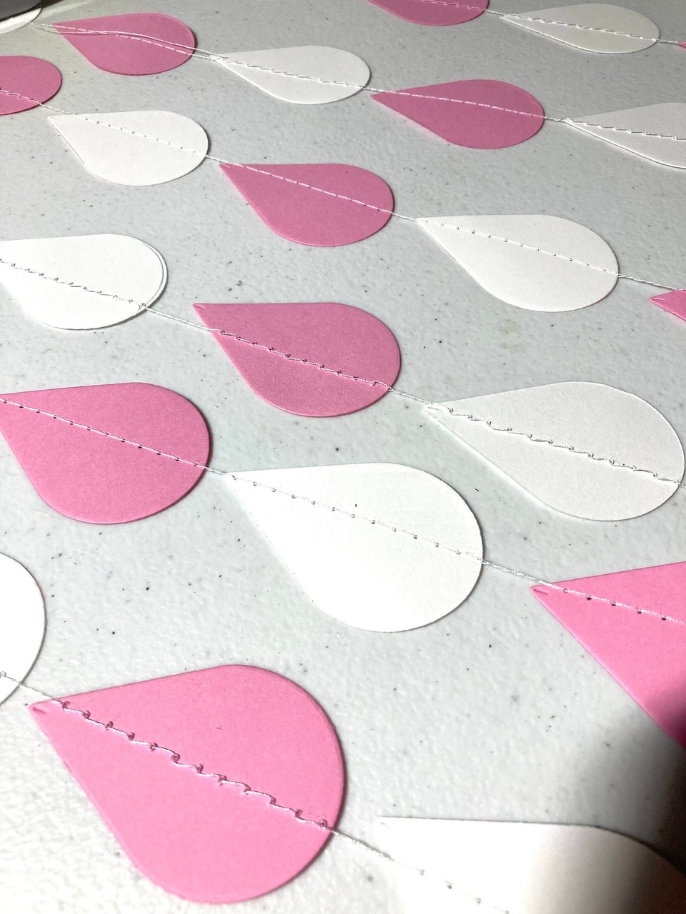 Baby Shower Decor, Raindrop Garland, Pink and White Raindrops, Baby Girl Shower, Sprinkle Garland, Baby Sprinkle Decor, Baby Shower Backdrop