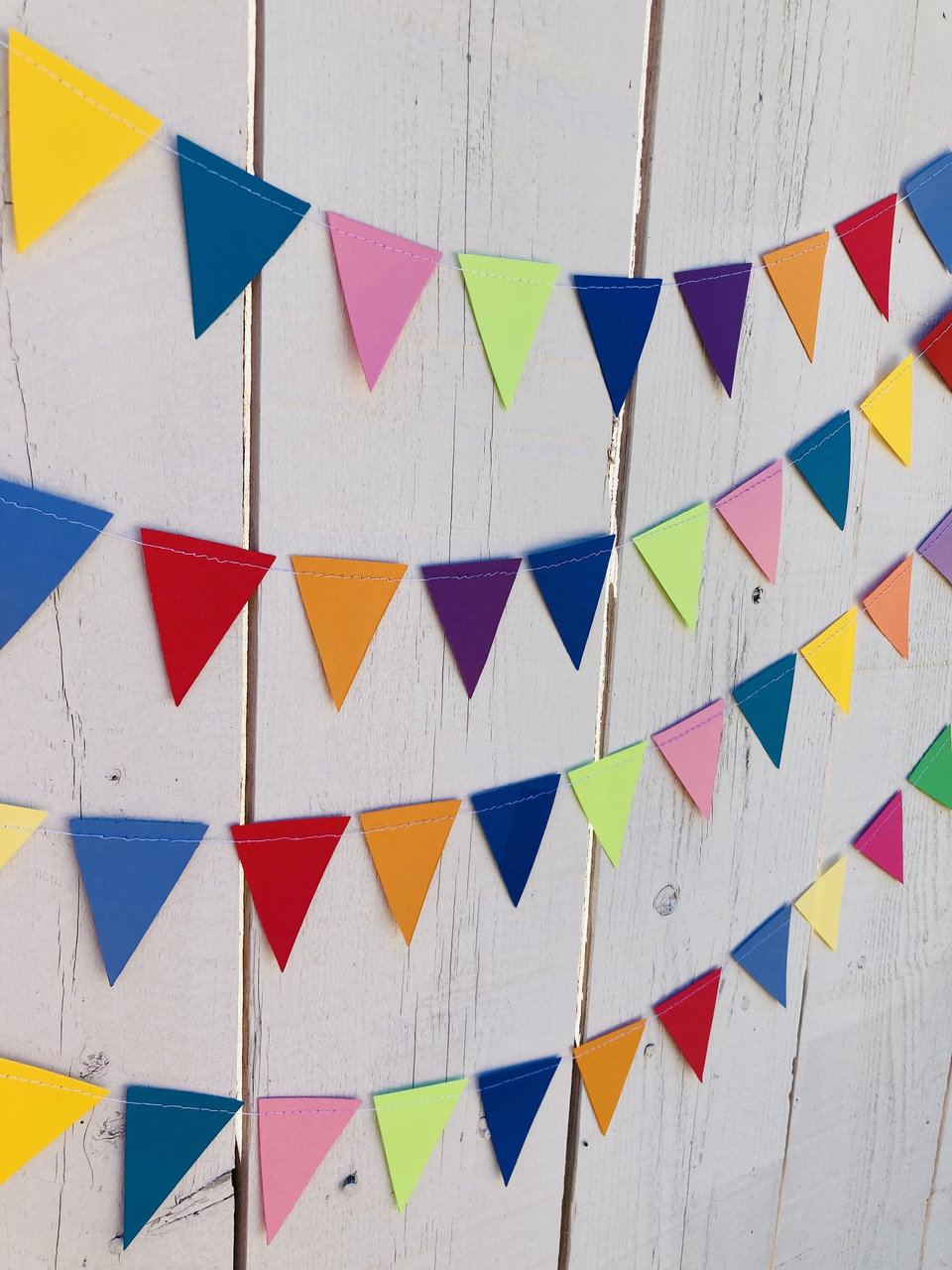 Colorful Party Bunting, All Occasion Streamer, Triangle Pennant Birthday Decoration, Rainbow Decor, Festive Banner, Bright Classroom Decor