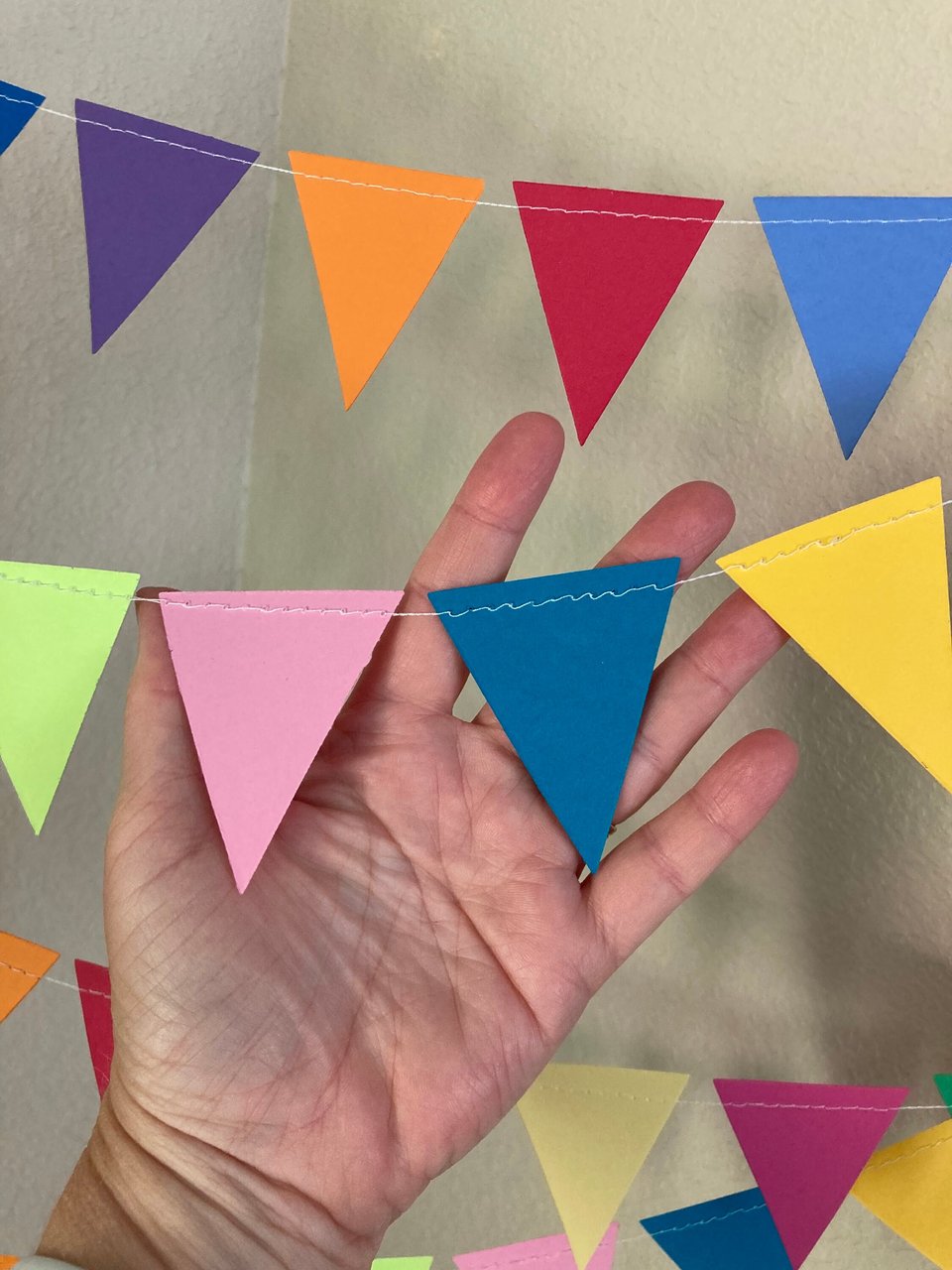 Colorful Party Bunting, All Occasion Streamer, Triangle Pennant Birthday Decoration, Rainbow Decor, Festive Banner, Bright Classroom Decor