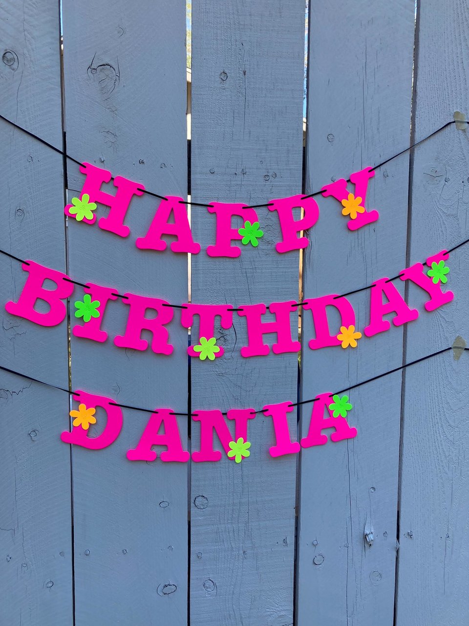 Flower Power Glow Party Birthday Banner, Neon Happy Birthday Sign, UV Reflective Decor, Glow Party Supply, Retro 80s Personalized Sign