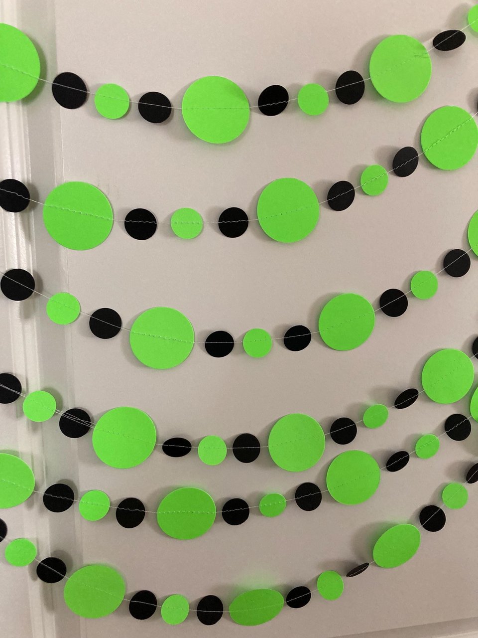 Neon Green and Black Halloween Party Garlands, Spooky Handmade Paper Circle Buntings, Brat summer party, Charli xcx decor, Eerie Glow Decor
