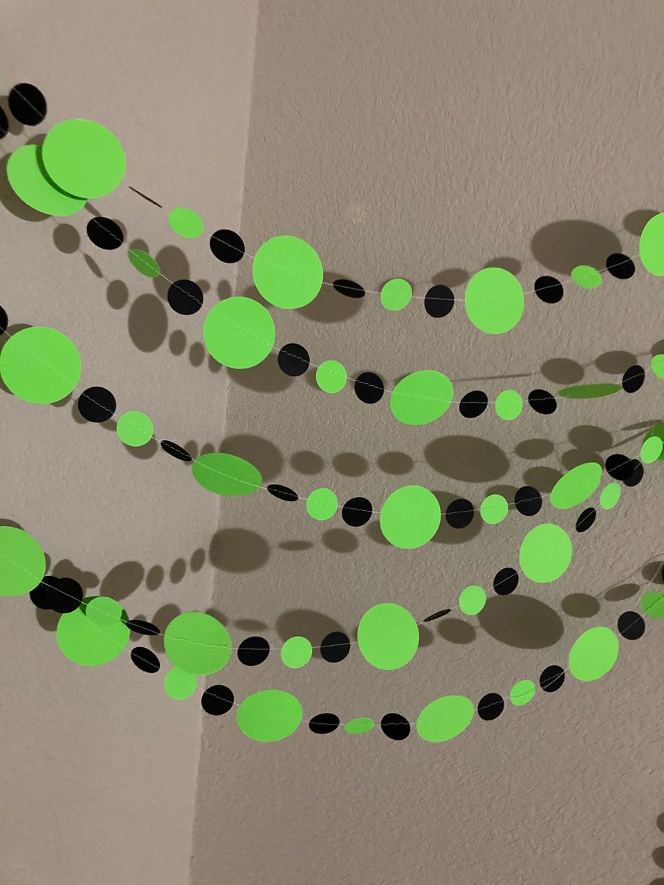 Neon Green and Black Halloween Party Garlands, Spooky Handmade Paper Circle Buntings, Brat summer party, Charli xcx decor, Eerie Glow Decor