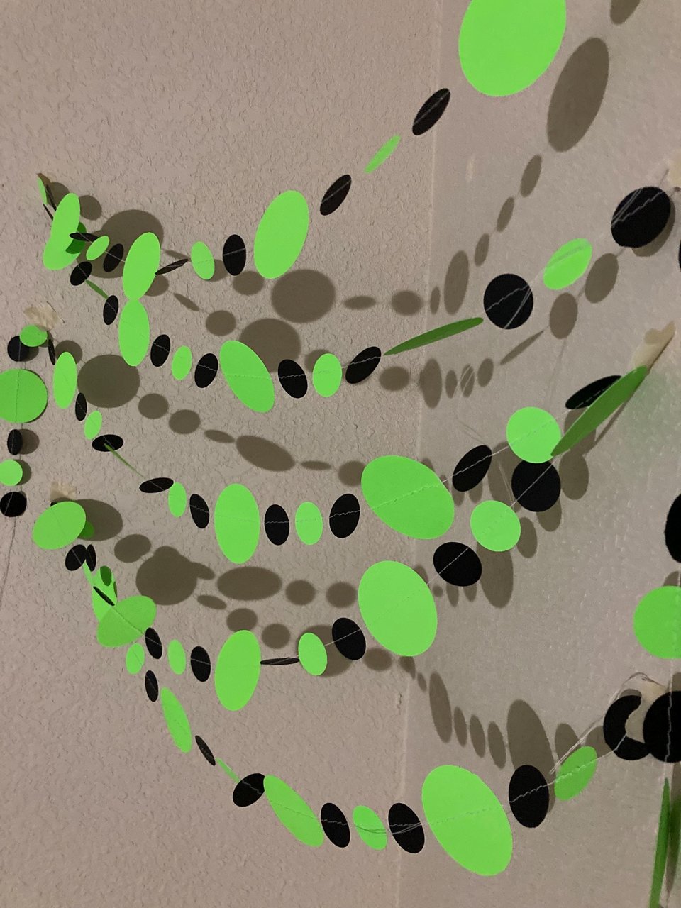 Neon Green and Black Halloween Party Garlands, Spooky Handmade Paper Circle Buntings, Brat summer party, Charli xcx decor, Eerie Glow Decor