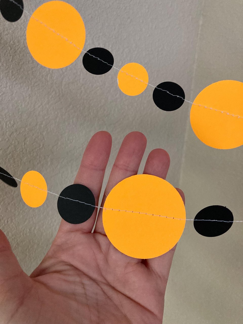 Neon Orange and Black Halloween Party Garlands, Spooky Handmade Paper Circle Buntings, Eerie Glow Decor, Glow-in-the-Dark Fluorescent Decor