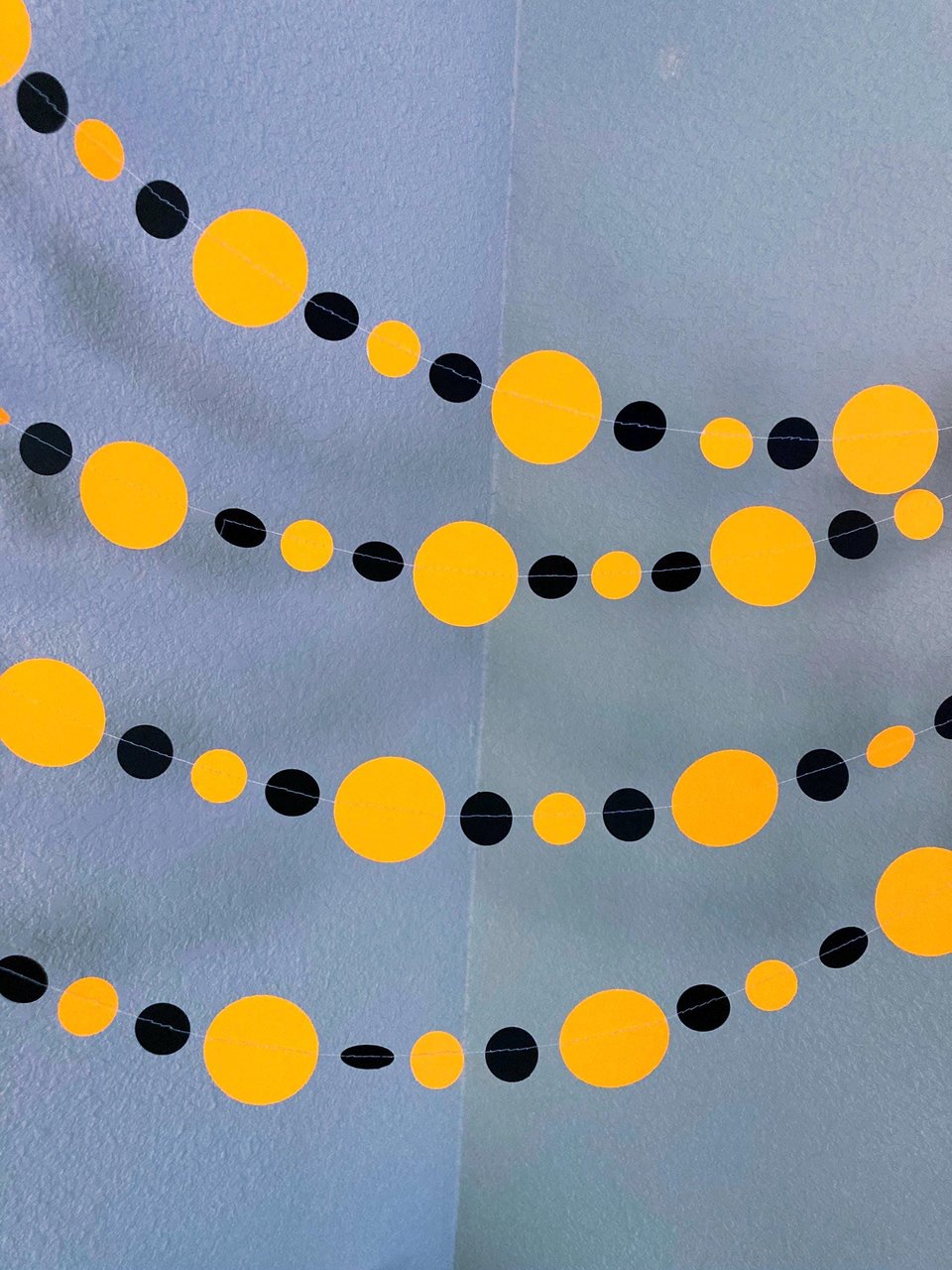 Neon Orange and Black Halloween Party Garlands, Spooky Handmade Paper Circle Buntings, Eerie Glow Decor, Glow-in-the-Dark Fluorescent Decor