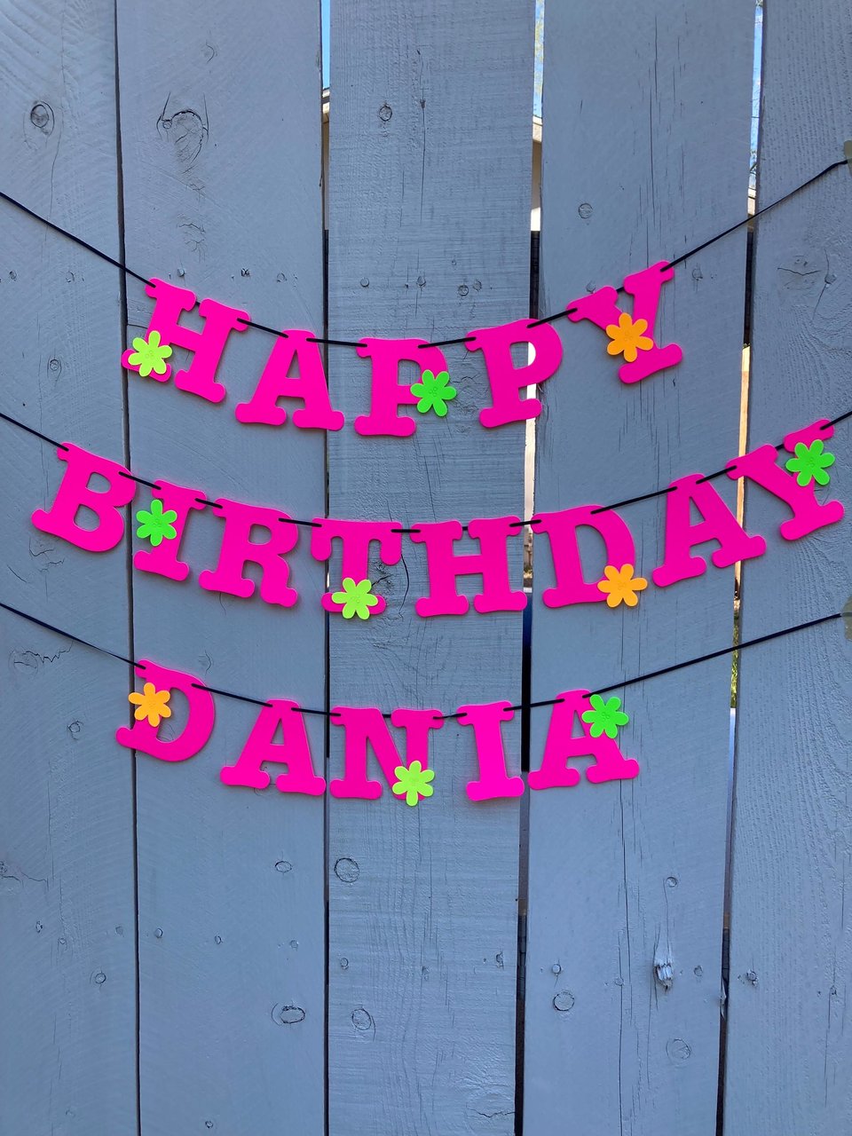 Flower Power Glow Party Birthday Banner, Neon Happy Birthday Sign, UV Reflective Decor, Glow Party Supply, Retro 80s Personalized Sign