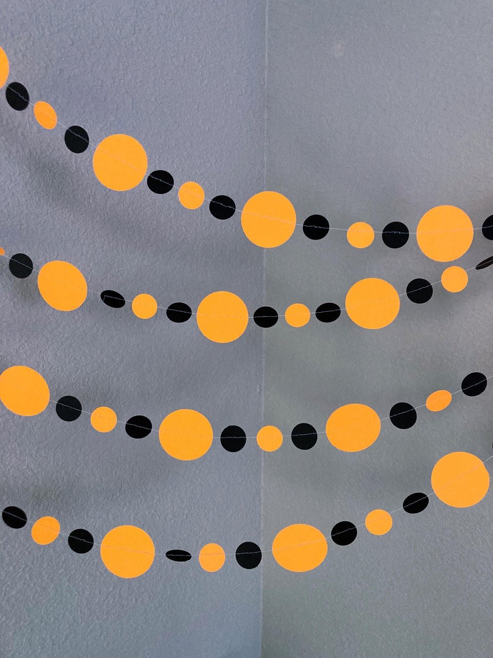 Neon Orange and Black Halloween Party Garlands, Spooky Handmade Paper Circle Buntings, Eerie Glow Decor, Glow-in-the-Dark Fluorescent Decor