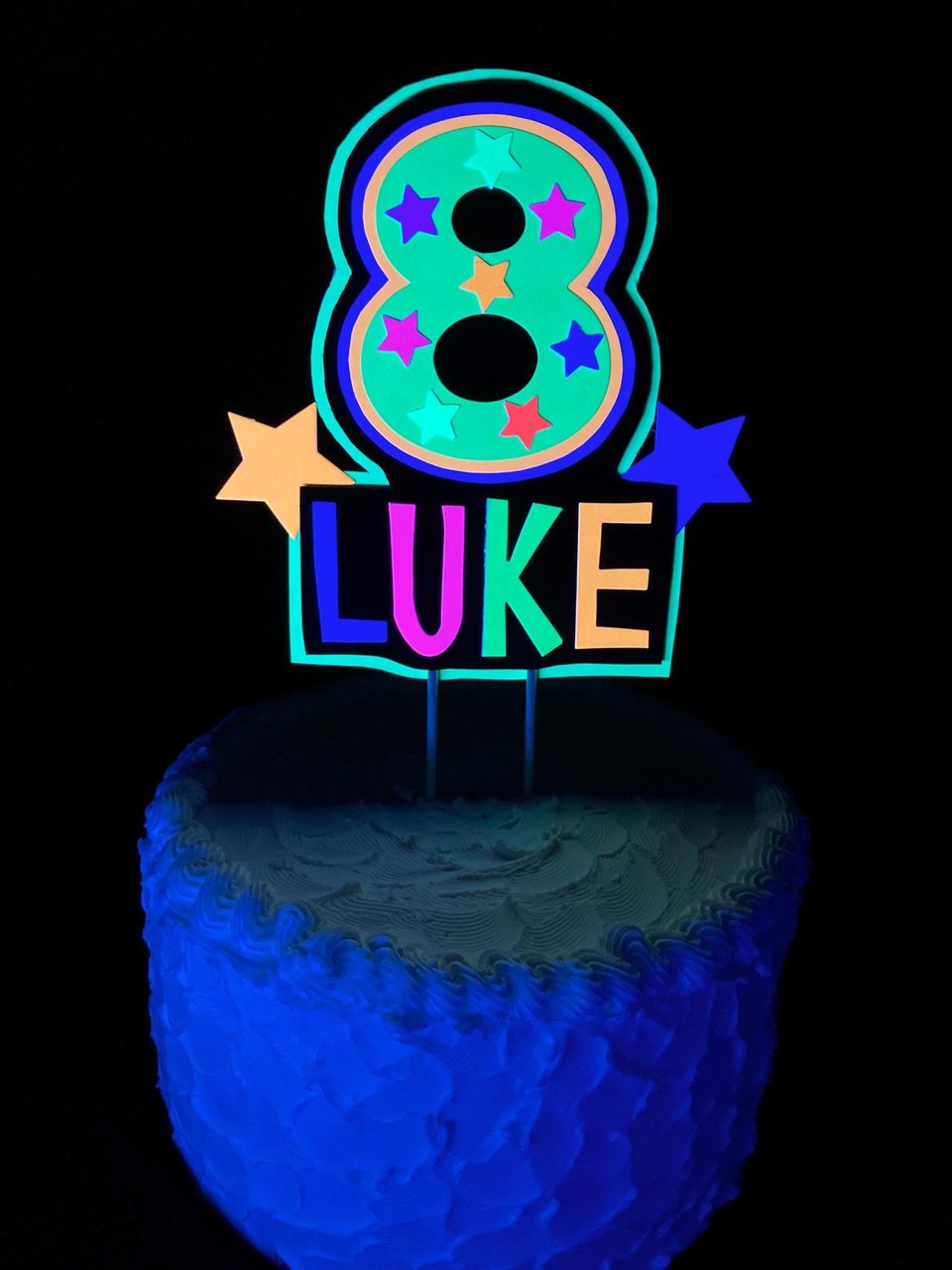 Personalized Birthday Neon Cake Topper, Glow Party Neon 17th Birthday Cake Decor, Name Age Birthday Decoration, UV Glow in the Dark Supplies