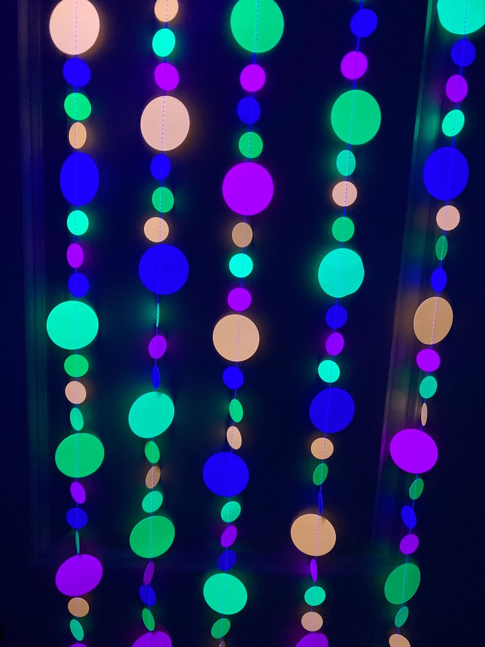 Fluorescent UV Reflective Black Light Garlands, Glow Party Decor, Glow in the Dark Birthday Party, 80s Theme Event Decor, Handmade Garlands