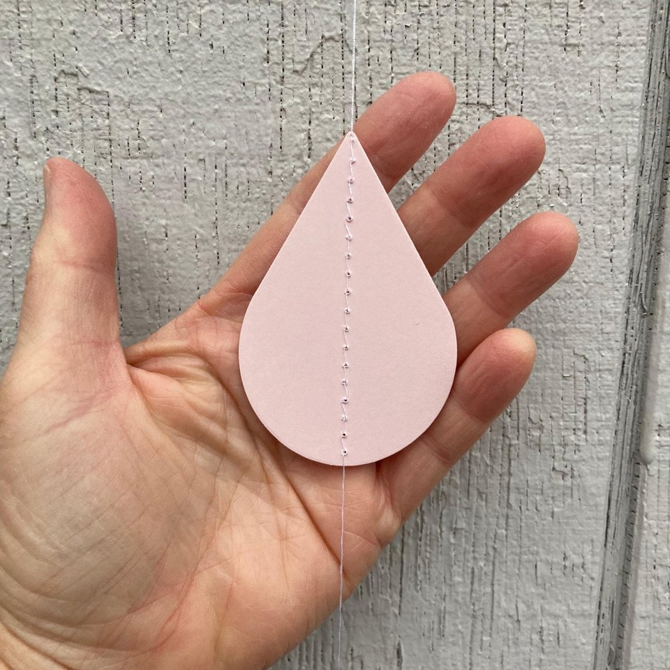 Blush Raindrop Baby Shower Garland, Pink Girl Baby Sprinkle Centerpiece, Custom Color Paper Bunting, Food and Gift Table Backdrop Decoration
