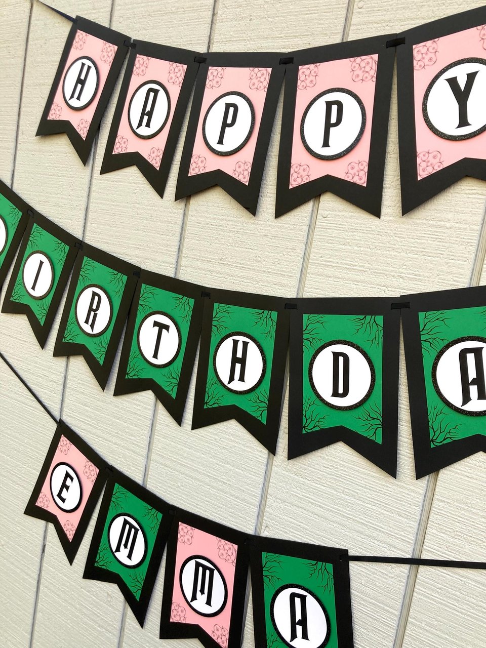 Wicked Personalized Birthday Banner, Good Witch Bad Witch Decor, Green and Pink Birthday Sign, Wicked Movie Party, Trendy Birthday Party