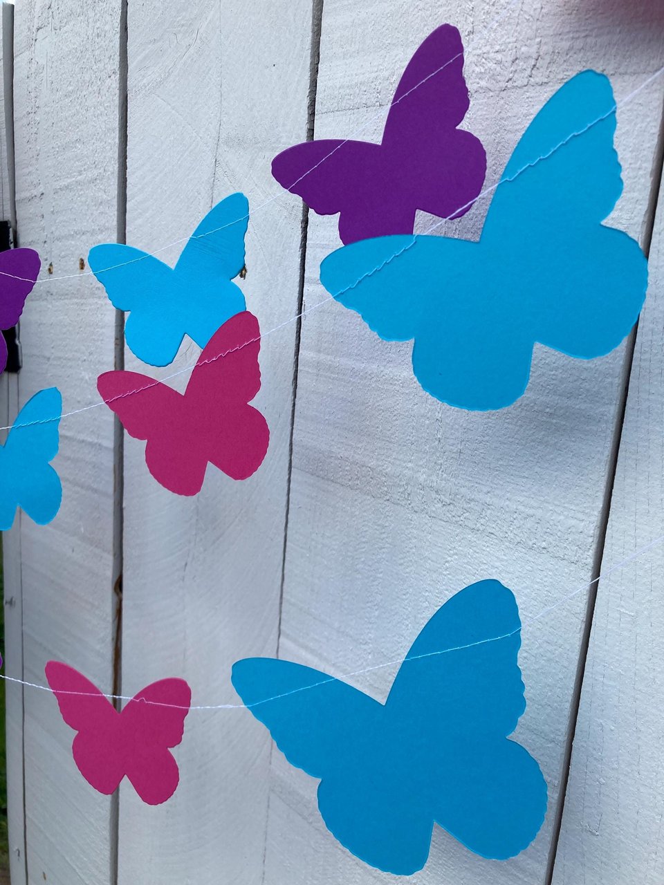 Butterfly Garland, Butterfly Party, Spring Tea Party Decoration, Easter Banner, Girl Birthday Bunting, Monarch Streamers, Pink and Purple