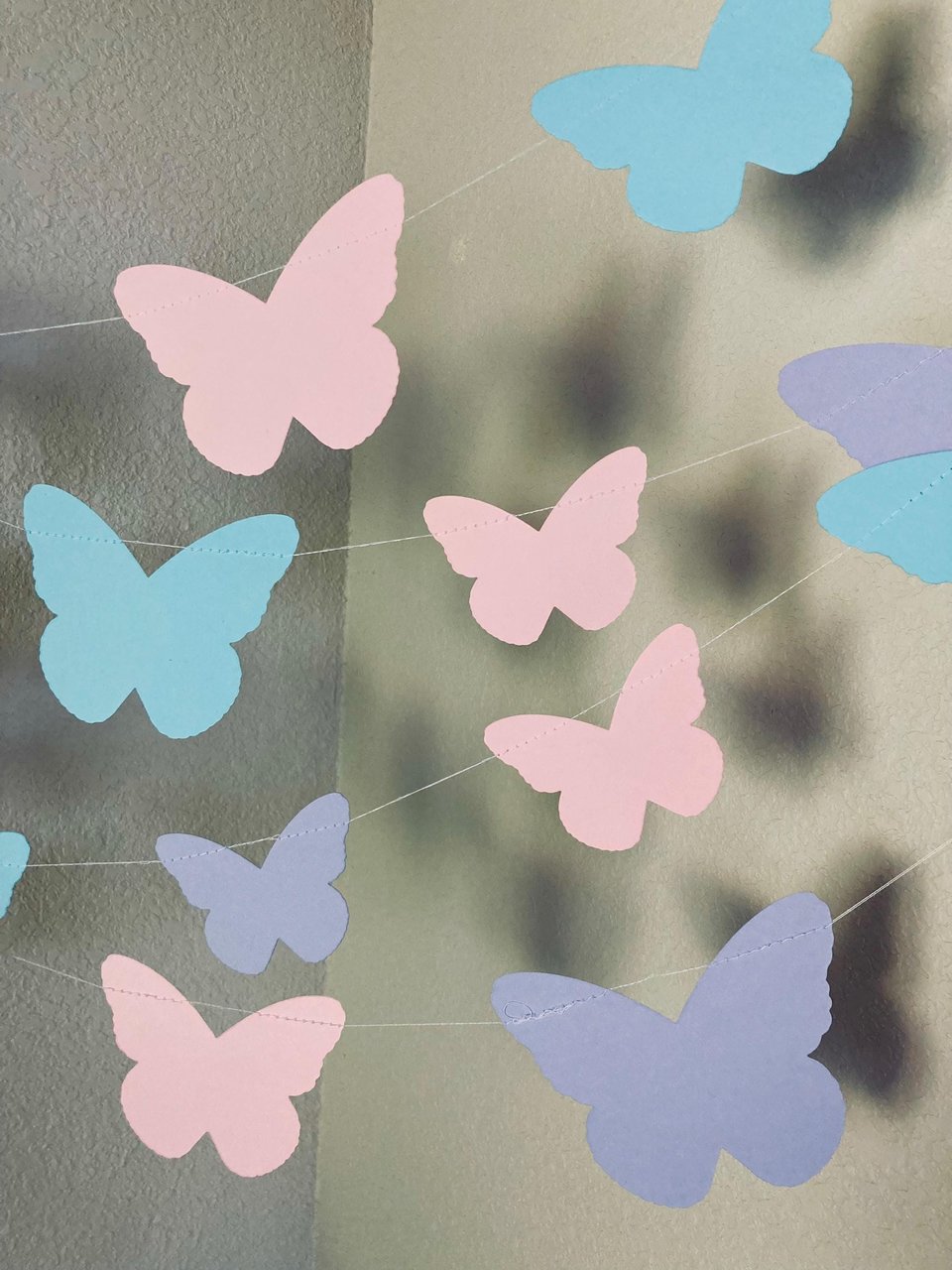 Butterfly Garland, Butterfly Party, Spring Tea Party Decoration, Easter Banner, Girl Birthday Bunting, Monarch Streamers, Pink and Purple