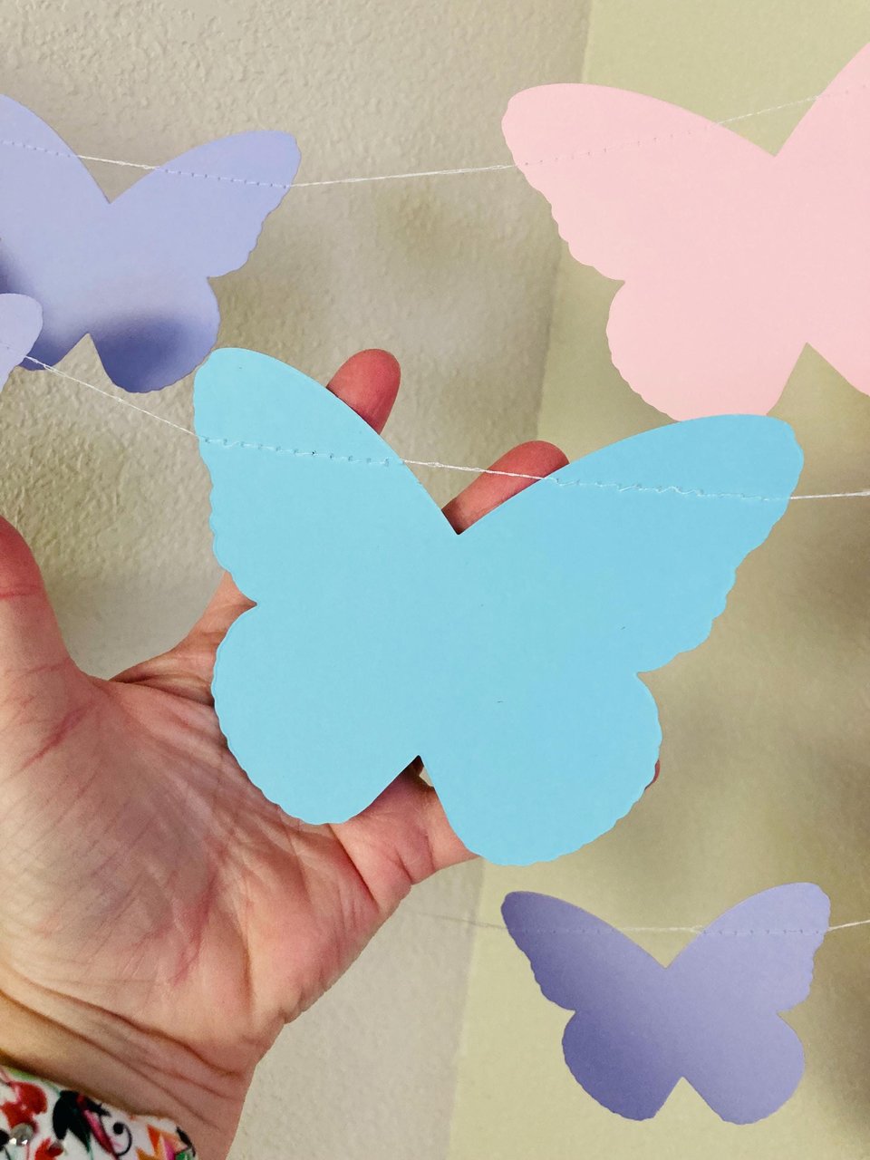 Butterfly Garland, Butterfly Party, Spring Tea Party Decoration, Easter Banner, Girl Birthday Bunting, Monarch Streamers, Pink and Purple
