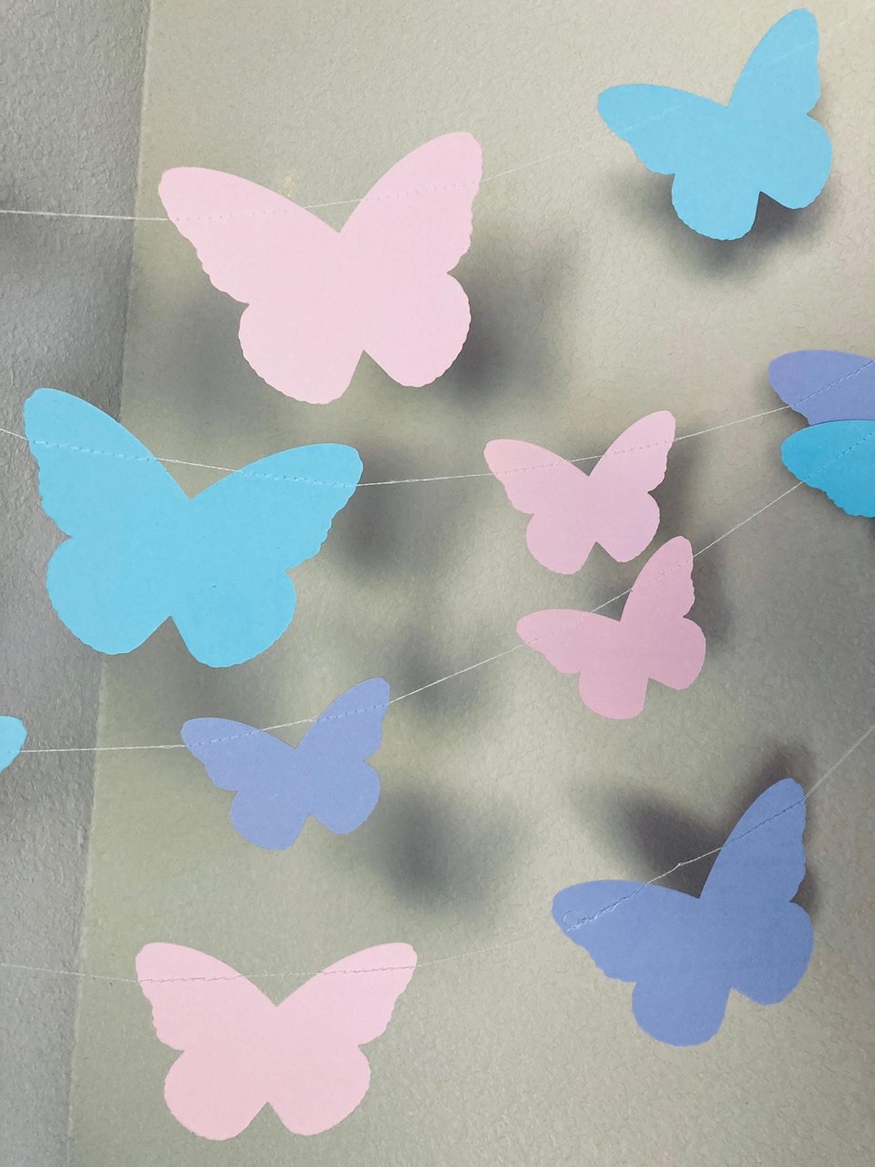 Butterfly Garland, Butterfly Party, Spring Tea Party Decoration, Easter Banner, Girl Birthday Bunting, Monarch Streamers, Pink and Purple