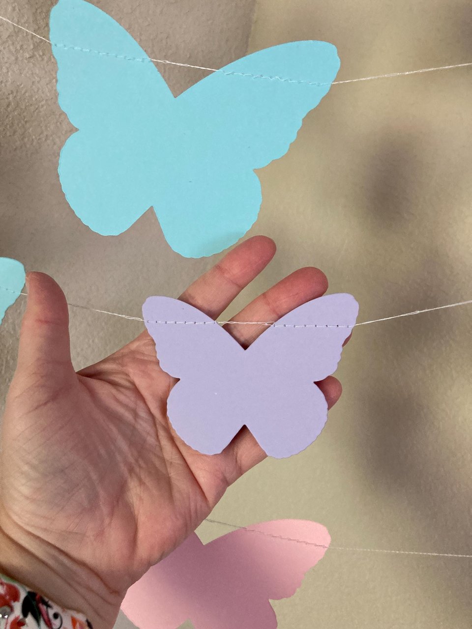 Butterfly Garland, Butterfly Party, Spring Tea Party Decoration, Easter Banner, Girl Birthday Bunting, Monarch Streamers, Pink and Purple