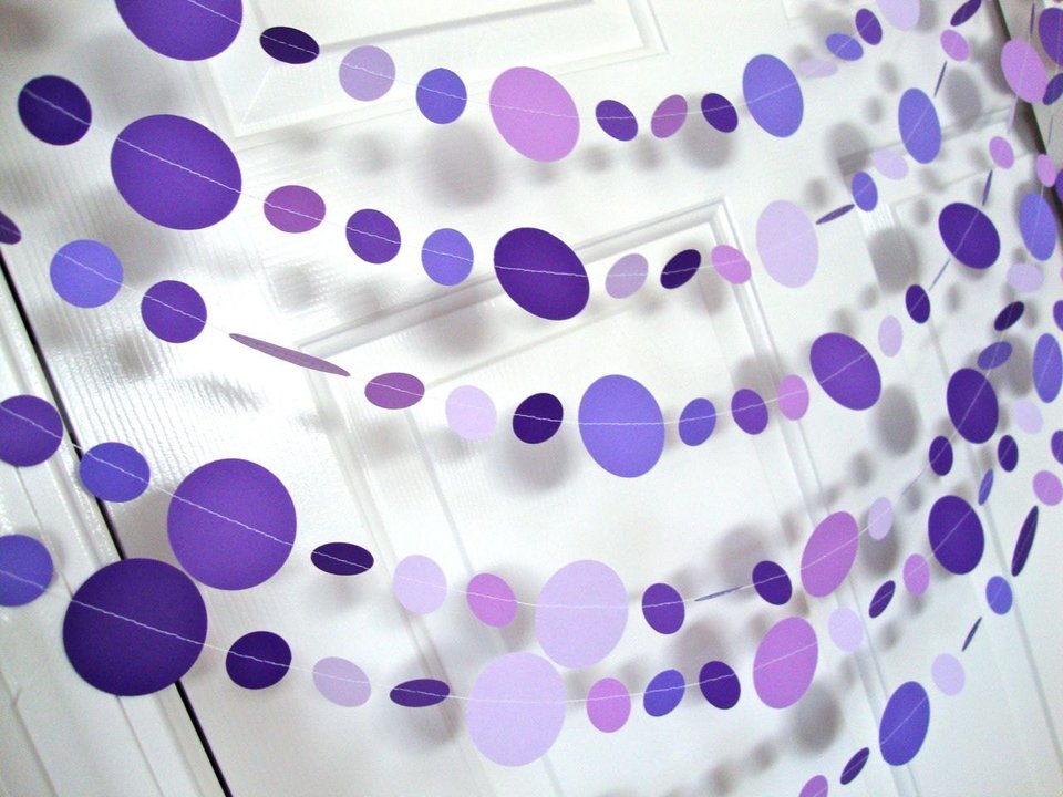 Purple Circle Garland, Paper Party Decoration, Purple Birthday Party, Paper Circle Bunting, Ultraviolet Party Decor, Birthday Party Decor