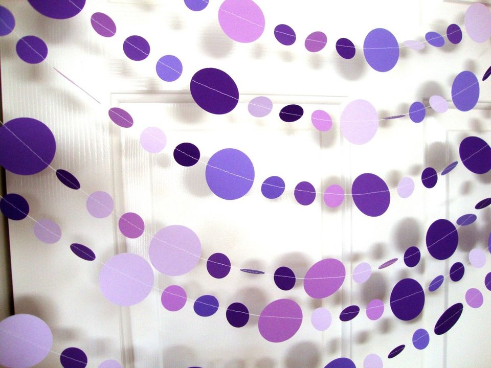 Purple Circle Garland, Paper Party Decoration, Purple Birthday Party, Paper Circle Bunting, Ultraviolet Party Decor, Birthday Party Decor