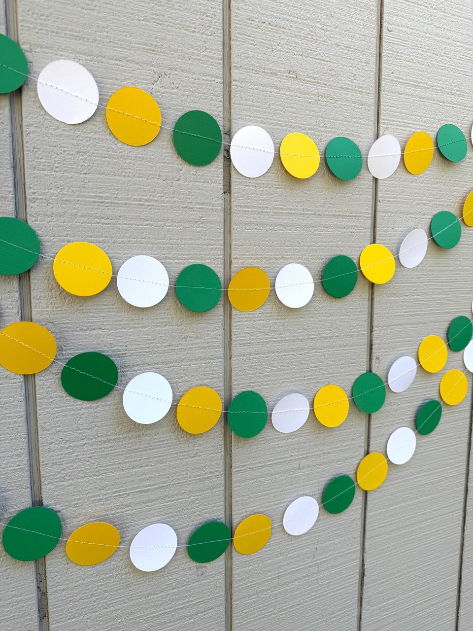 Tractor Birthday Garland, Green Yellow White Paper Circles, Farm Party Backdrop