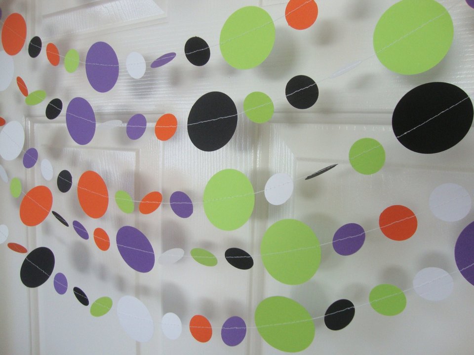 Halloween Garland, Orange and Black Circle Garland, Halloween Decoration, Halloween Party Decoration, Halloween Dance Decor, Classroom Decor