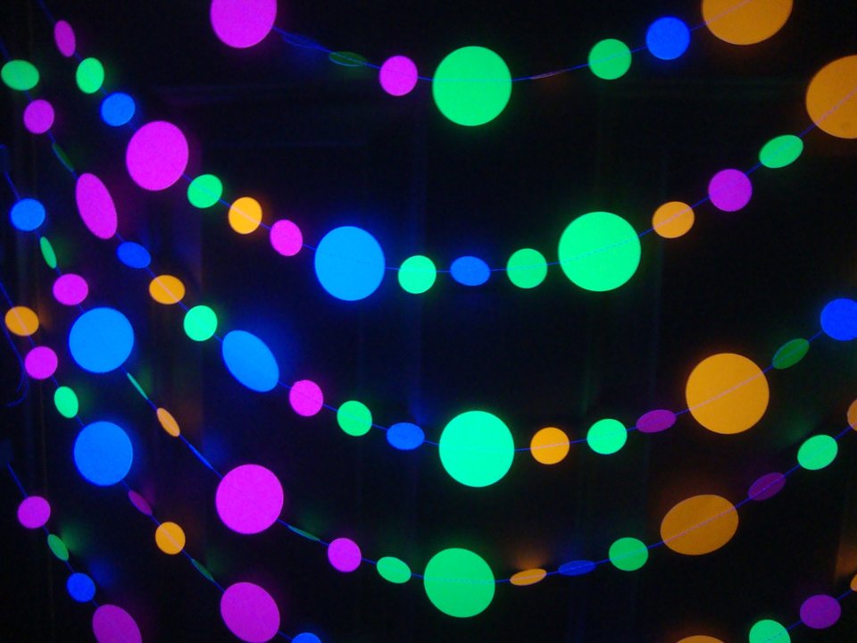 Glow Party Decorations, UV Reflective Glow Party Decor, Black Light Reflective Garland, Neon Party, Skate Party, Sweet 16 Glow Party