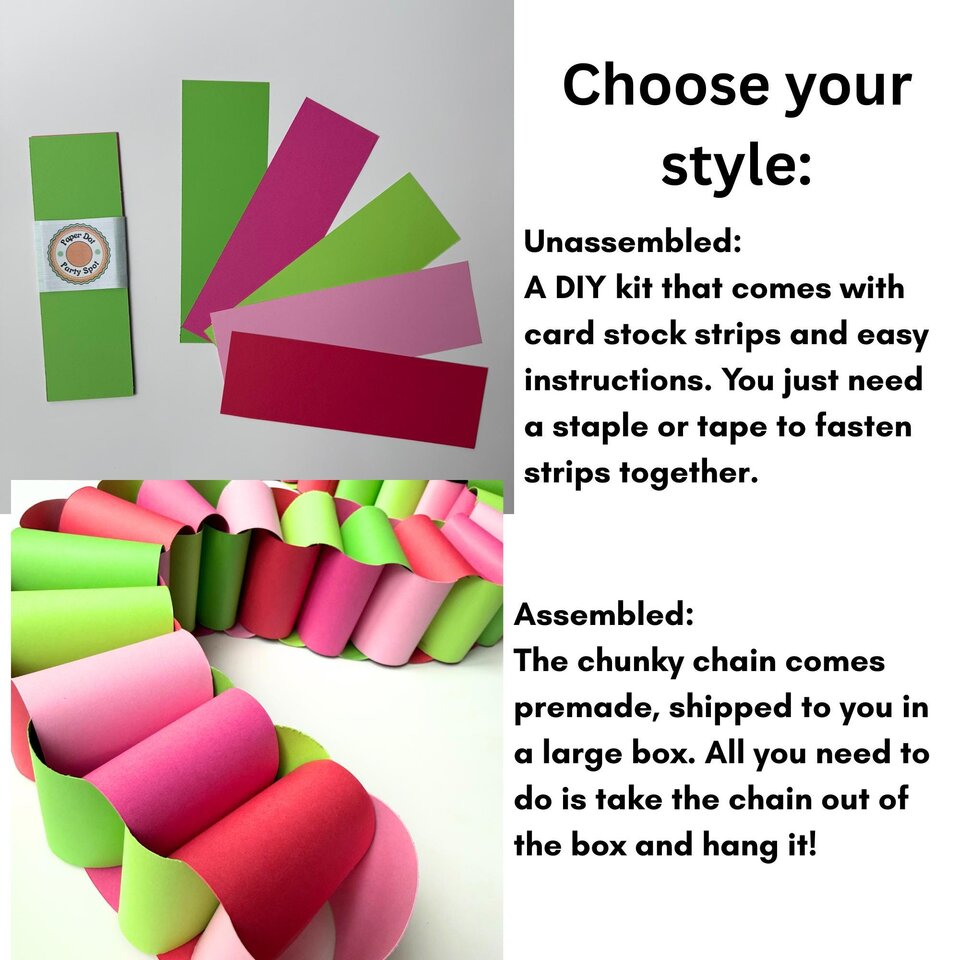 Chunky Christmas Paper Chain, DIY Paper Chain Kit, Christmas Fireplace Mantel Decor, Holiday Craft Activity, Pink Christmas Decor