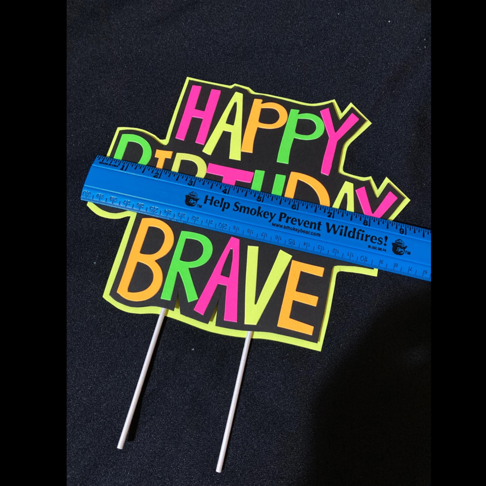 Retro Font Happy Birthday Cake Topper, Neon Glow Party Sign, Personalized Name Cake Topper
