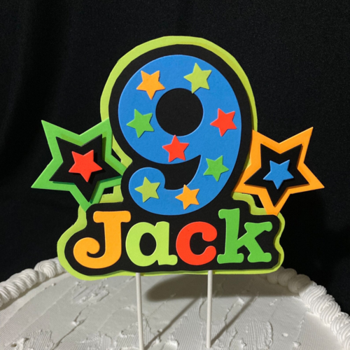 Personalized Neon Glow Party Cake Topper