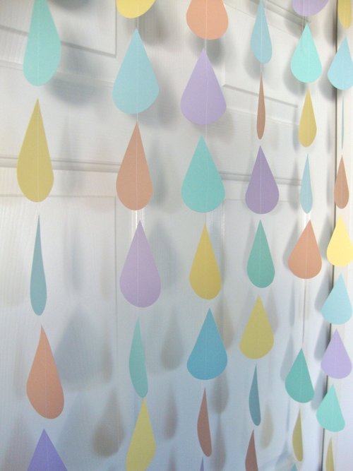 Large raindrop sprinkle garland, custom color raindrop garland, baby sprinkle backdrop, bridal shower backdrop
