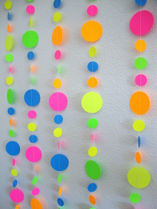 Glow Party Neon garlands, Retro 80s decor, Black light party decorations, Glow in the Dark party backdrop