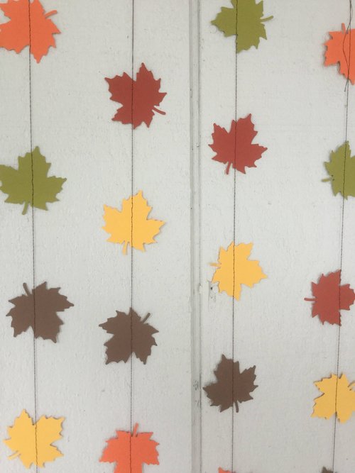 Fall Leaf Garland, Paper Leaf Bunting, Autumn Garland, Autumn Decor, Fall Decor, Fall Fireplace Mantel Decoration, Dorm Decor, Autumn Leaves