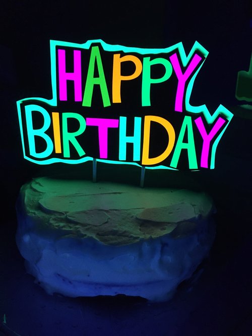 Glow Party Cake Topper, Neon Birthday Cake Topper, Personalized Cake Topper, UV Reflective Cake Decoration, Fluorescent Neon Cake Decor